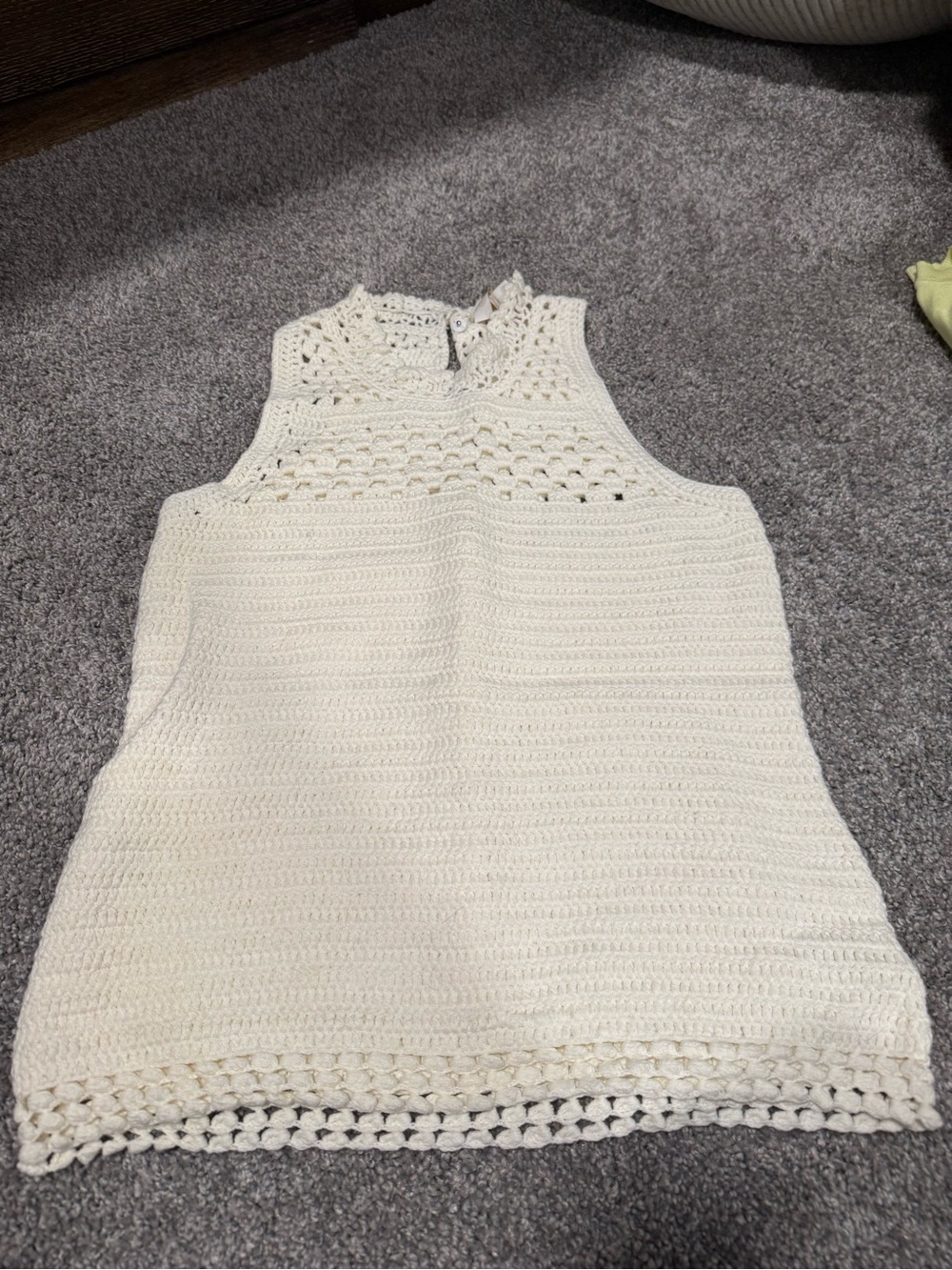 Sleeveless Crochet Tank Top - Cream